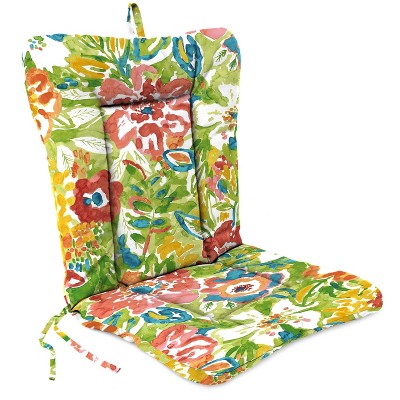 Outdoor Knife Edge Euro Style Dining Chair Cushion - Green Botanical - Jordan Manufacturing