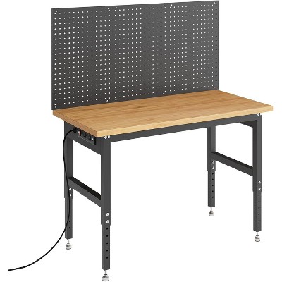 Workbench with Storage Drawers,48" Adjustable Desk 2000lbs Load, 28"-40" Manual Height Workshop Table for Home Office