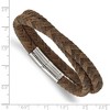 Black Bow Jewelry 7mm Stainless Steel & Brown Leather Wrap Bracelet, 14.75 Inch - 4 of 4