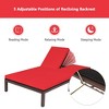 Tangkula Adjustable Patio Rattan 2 Person Recliner Lounge Chair w/ Red Cushion Wheel - 3 of 4