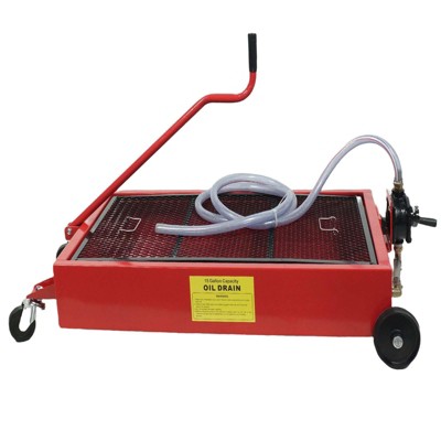 15 Gallon Oil Drain Pan with Hand Pump & 7.2 Ft Hose - Low Profile, Folding Handle, Ideal for Trucks, Cars & SUVs
