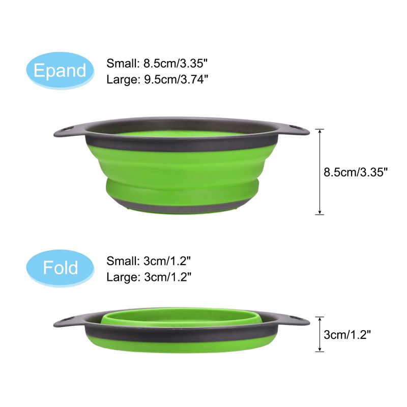 Unique Bargains Collapsible Colander Set Silicone Round Foldable Strainer Suitable for Pasta Vegetables Fruits, 4 of 6