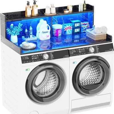 Aheaplus Countertop over Washer and Dryer with Top Storage Shelves and Charging Station for Laundry Room