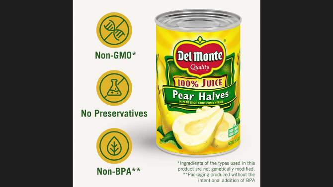 Del Monte Bartlett Pear Halves in 100% Real Fruit Juice - 15oz, 2 of 6, play video