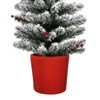 5ft Pre-Lit Flocked Berry Pencil Artificial Christmas Tree - Haute Décor: Indoor Slim Potted Holiday Decor - image 2 of 4