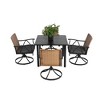 5-Piece Outdoor Patio Steel Dining Set with 35" Square Table, 4 Swivel Rocker Chairs, and Rattan Backrest - 4 of 4