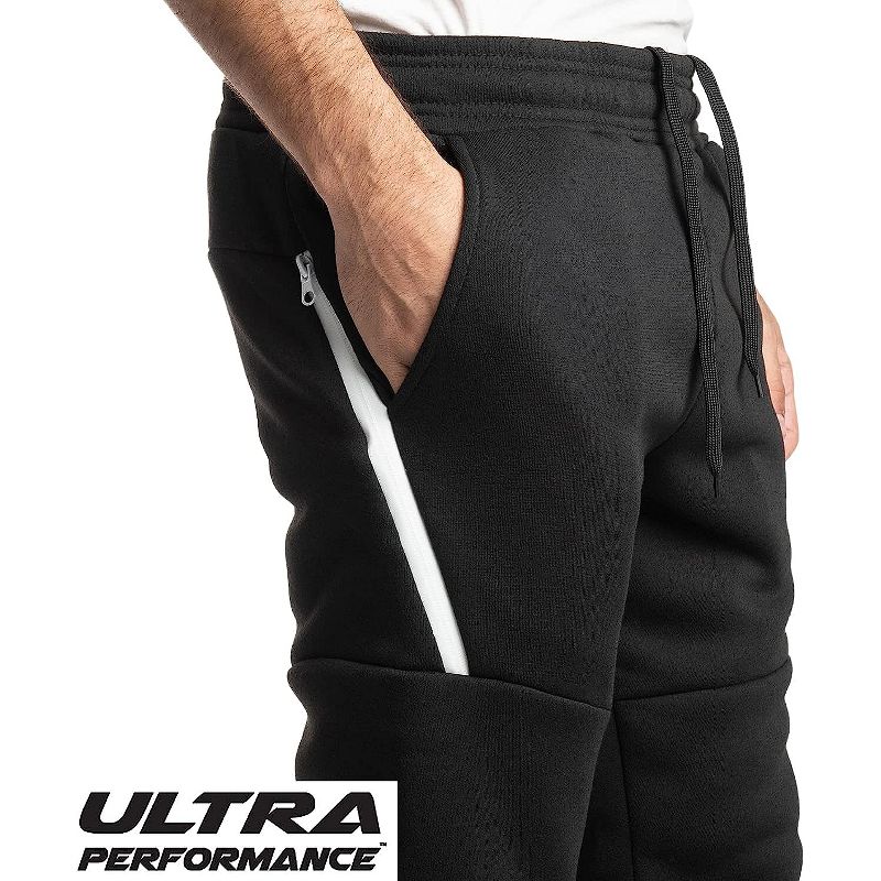 Ultra Performance Mens 3 Pack Fleece Active Tech Joggers | Active Bottoms with Zipper Pockets 3pk, 5 of 7