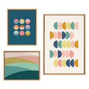 Kate & Laurel All Things Decor (Set of 3) 23"x33" Sylvie Abstract Shapes Framed Canvas Set Natural: Modern Wall Art, Digital Print - 1 of 4