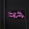 19.6" x 10.1" You're Like Really Pretty Contemporary Acrylic Box USB Operated LED Neon Light Pink - JONATHAN Y: Modern Wall Decor - image 4 of 4