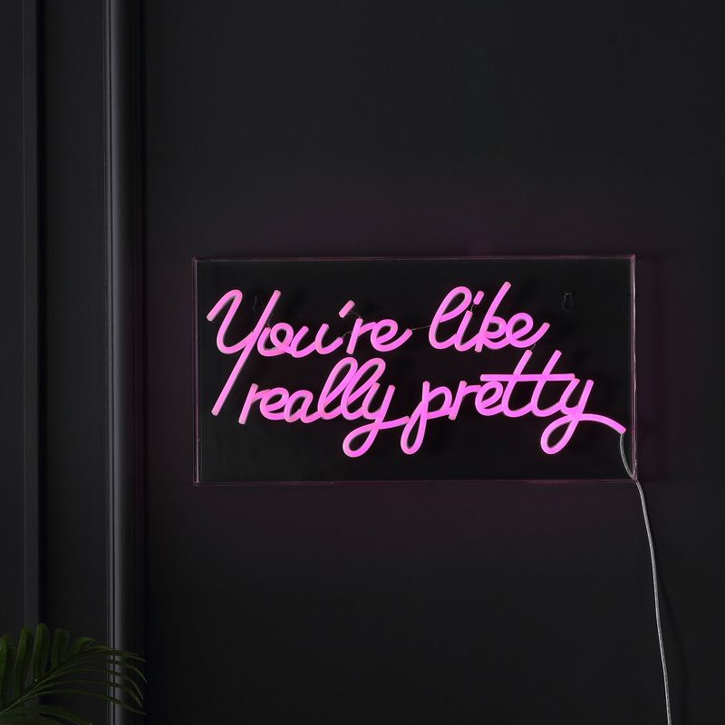 19.6&#34; x 10.1&#34; You&#39;re Like Really Pretty Contemporary Acrylic Box USB Operated LED Neon Light Pink - JONATHAN Y, 4 of 7