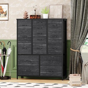 15-Drawer Fabric Dresser, Wood Tabletop, Metal Frame, Tall Chest Organizer, Ideal for Bedroom, Living Room, Hallway, Entryway - 1 of 4