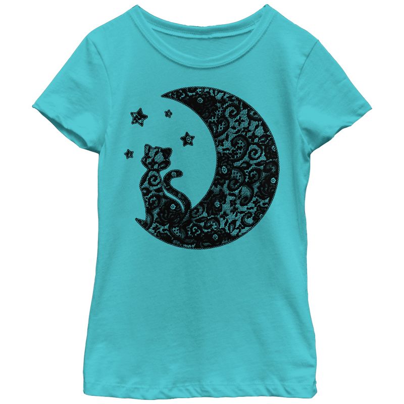 Girl's Lost Gods The Cat in the Moon Lace Print T-Shirt, 1 of 4