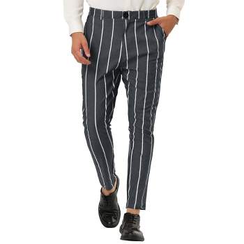 Lars Amadeus Men's Stripe Slim Fit Flat Front Business Suit Pencil Pants