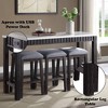 60" Necalli Marble Top Counter Height Dining Set Weathered Espresso - Acme Furniture: 4-Piece, Microfiber Seats, Sled Base - 2 of 4