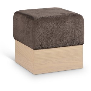 Meridian Furniture,Havre Velour Fur Fabric Ottoman/Stool - 1 of 4