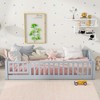 TIRAMISUBEST Twin/Full/Queen Size Floor Bed with Fence and Door, Rubber Wood Floor Platform Bed Montessori Bed Toddler Bed with Safety Guardrails - 2 of 4