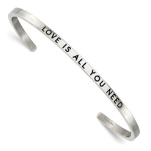 Black Bow Jewelry 3mm Stainless Steel Enamel Crystal LOVE IS ALL YOU NEED Cuff Bracelet - 1 of 4