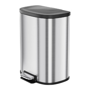 Shape Kitchen Trash Can 50L/13.2 Gal - Smudge Proof Stainless Steel Step On Garbage Bin w/Removable Inner Bucket - 1 of 4