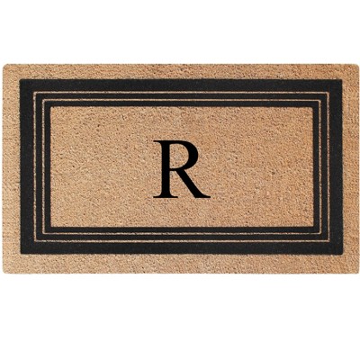 A1HC Natural Coir and PVC Backing 18"x30" Classic Border Monogrammed Flock Door Mat, Anti-Shed Doormat