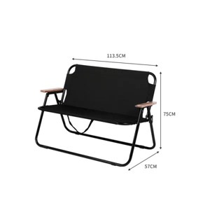 2-person Portable Aluminum Folding Outdoor Garden Beach Camping Bench Double Chairs With Wooden Armrest - 1 of 1