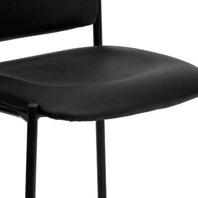Sleek Black Vinyl Metal Stacking Side Chair