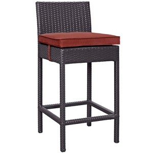 Modway Convene Outdoor Bar Stool – Espresso Currant Wicker Fabric Stool with PE Rattan, Powder-Coated Frame and Foot Pad - 1 of 2