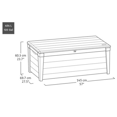 Keter Brown 120 Gallon Lockable Plastic Wicker Deck Box