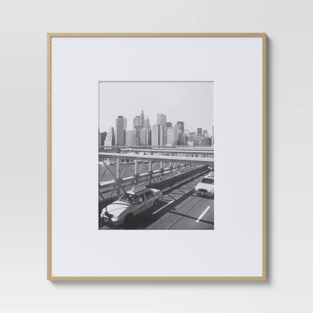 Photos - Photo Frame / Album 19.4" x 22.4" Matted to 11" x 14" Thin Gallery Oversized Image Frame Brass