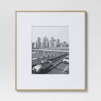 19.4" x 22.4" Matted to 11" x 14" Thin Gallery Oversized Image Frame Brass - Threshold™