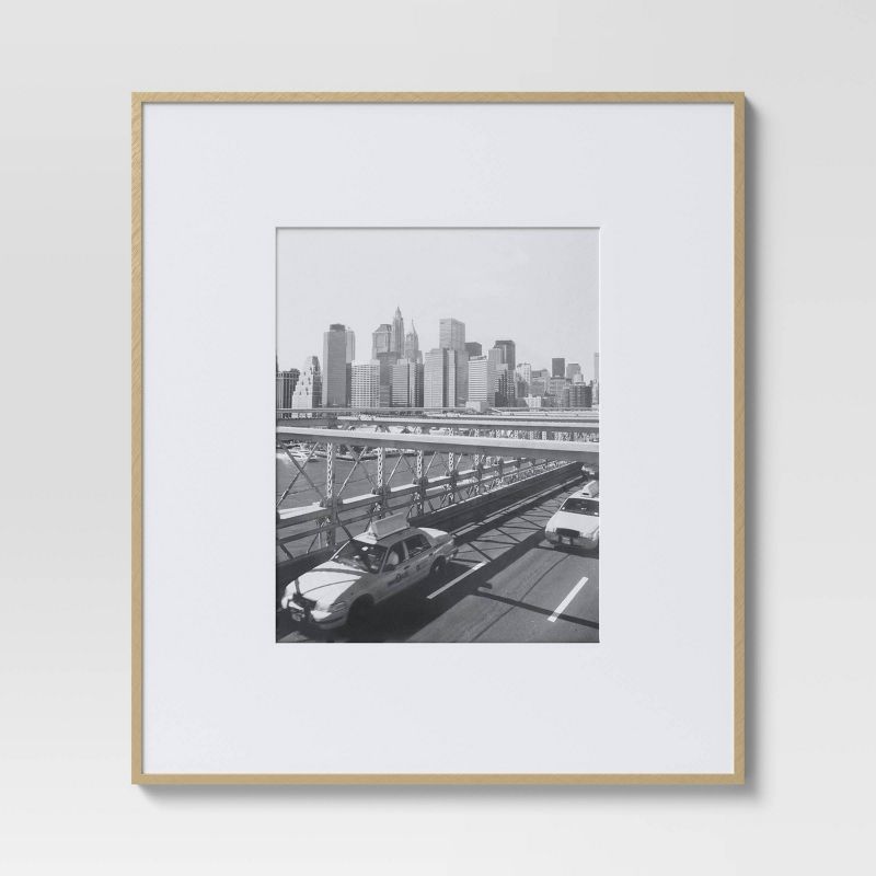 19.4&#34; x 22.4&#34; Matted to 11&#34; x 14&#34; Thin Gallery Oversized Image Frame Brass - Threshold&#8482;, 1 of 7
