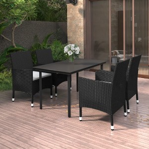 vidaXL Garden Dining Set Black PE rattan Medium Durable - 1 of 4