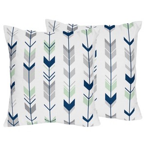 Navy & Mint Mod Arrow Throw Pillow - Sweet Jojo Designs , Blue Gray