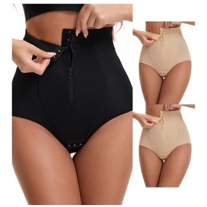 INSPIRE CHIC Women's 3 Packs Hook Zipper Front Closure Slimming Waist Butt Lifter Control Panties Briefs - 1 of 4