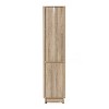 LuxenHome Natural Finish Wave-Patterned Manufactured Wood 1-Drawer 1-Door Bathroom Tower Cabinet Brown - 3 of 4