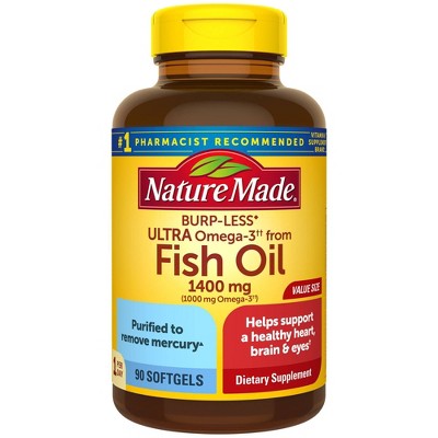Nature Made Burp - Less Ultra Omega - Fish Oil 1400 mg Softgels - 90ct
