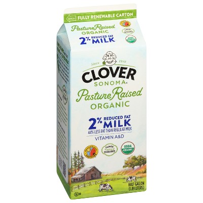 Clover Sonoma Fresh Organic Pastured Raised 2% Milk - 0.5gal