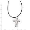 Black Bow Jewelry Titanium Cross and Black Leather Cord Necklace 18 Inch - 2 of 4