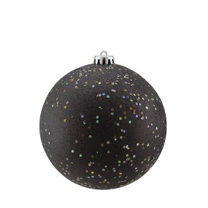 Northlight 6" Shatterproof Holographic Glitter Christmas Ball Ornament - Black - 1 of 3