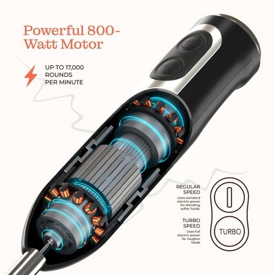 800W Stainless Steel 2-Speed Immersion Blender Set with Attachments