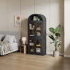 Garvee Arched Farmhouse Bookshelf with Doors 15.83in Depth L-Shaped Heavy Duty Wooden Bookcase, Black - 3 of 4