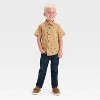 Toddler Boys' Short Sleeve Slub Poplin Woven Shirt - Cat & Jack™ Brown - 3 of 3