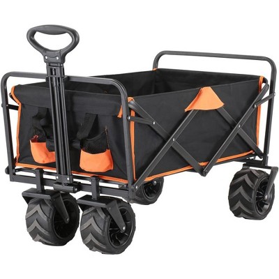MaseiKar Heavy Duty 350 Lbs Capacity Collapsible Wagon, Outdoor Folding Camping Wagons, Grocery Portable Utility Cart, Adjustable Rolling Carts