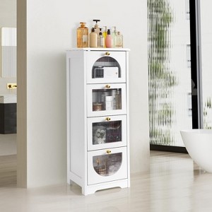 Small Bathroom Cabinet with Drawers, Freestanding Bathroom Floor Cabinet, Slim Storage Organizer for Hallway Living Room, White - 1 of 4