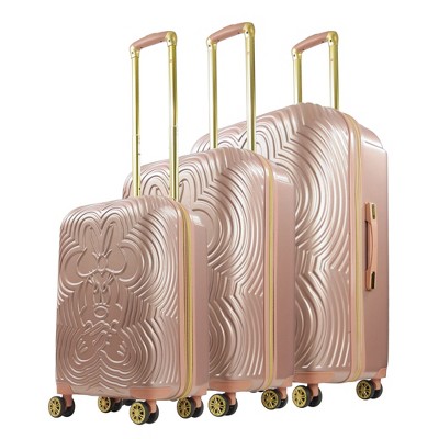 Disney Running Mickey Mouse Molded Hardside 3 PC Luggage Set, Rose Gold