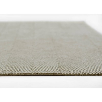 Handmade Green Herringbone Wool Tufted Area Rug 3'6" x 5'6"