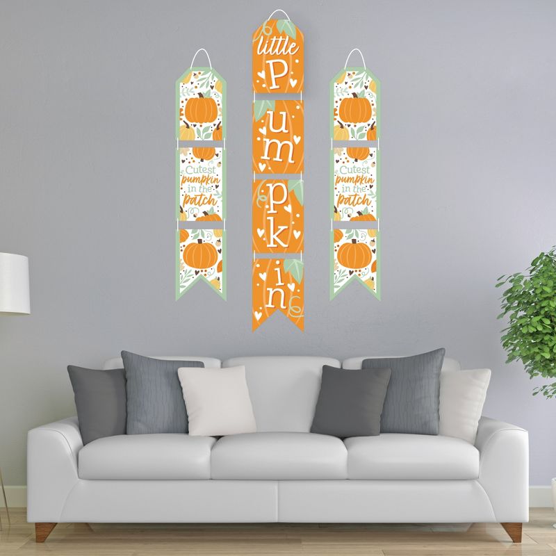 Big Dot of Happiness Little Pumpkin - Hanging Vertical Paper Door Banners - Fall Birthday Party or Baby Shower Wall Decoration Kit - Indoor Door Decor, 2 of 8