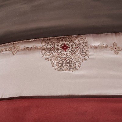 California King Red Jacquard Microfiber 24-Piece Bedding Set