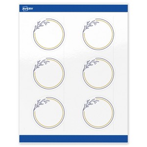 Avery 3" Diameter Labels, Gold & Navy Border with Florals, 60 ct - 1 of 4