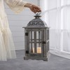 AZL1 Life Concept Decorative Lantern Wooden Candle Lanterns Set of 2 with Metal Roof for Indoor Outdoor Home Garden Wedding, Gray, 12.2"*12.2"*30.3" - 3 of 4