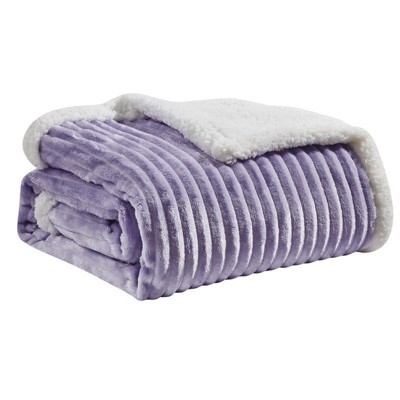 Kate Aurora Ultra Soft & Plush Cozy Corduroy Faux Shearling Accent Throw Blanket - 50"x60"